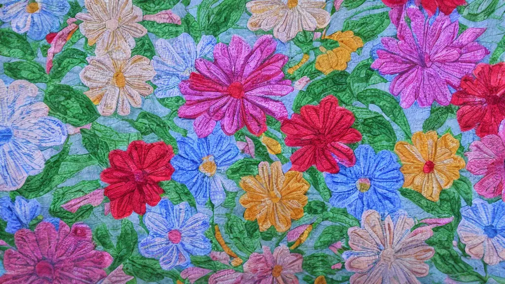 Prompt: a Fabric art style of flowers