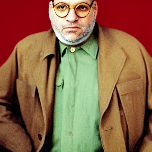 Image similar to colored photo of george costanza as in red communist clothing, 1 9 7 5 photo, 3 5 mm film, by steve mccurry