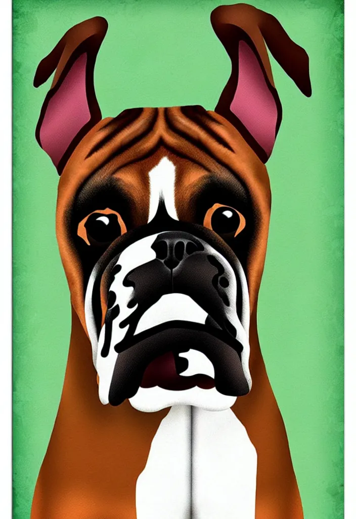 Image similar to boxer as boxer dog, anatomically correct, style of american 6 0's poster