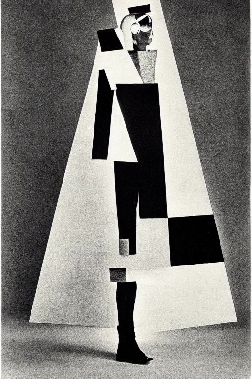 Prompt: avant garde fashion photoshoot by el lissitzky kazimir malevich