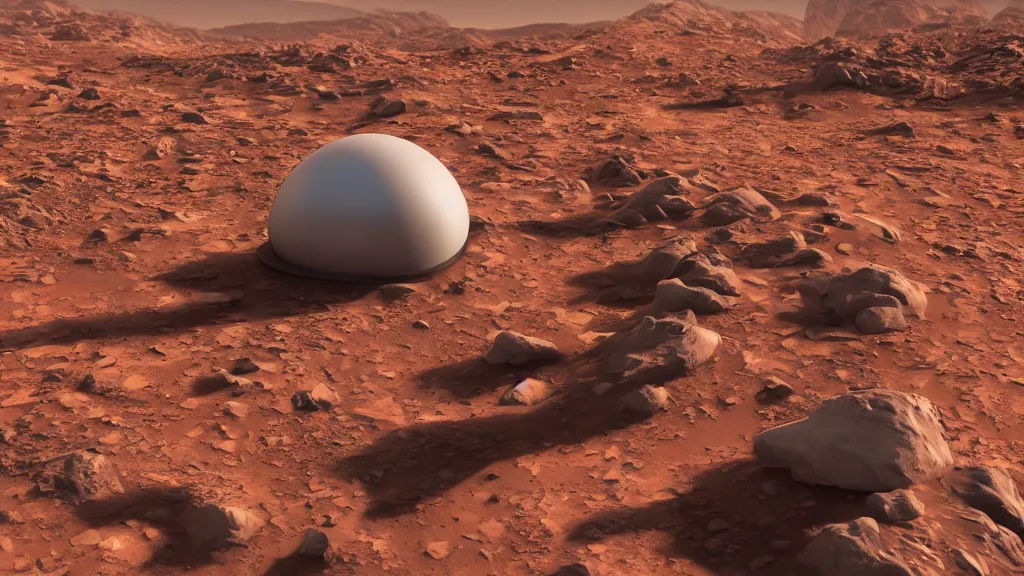 Image similar to a photorealistic dramatic hyperrealistic life on mars, ultra realistic details, glossy surface, global illumination, shadows, dark background, octane render, 8 k