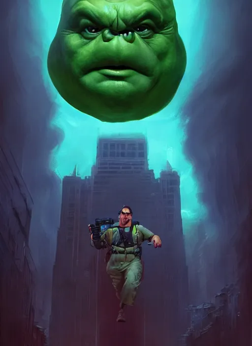 Image similar to portrait, super natural being, slimer from ghostbusters, dramatic lighting, cinematic, establishing shot, extremly high detail, foto realistic, cinematic lighting, post processed, concept art, artstation, matte painting, style by eddie mendoza, raphael lacoste, alex ross