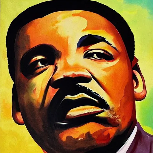 Prompt: abstract painting of Martin Luther King Jr smoking a cigar