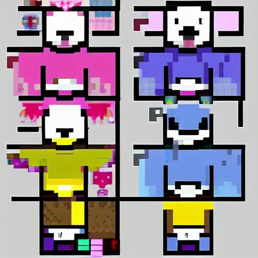 pixel art designs of new undertale characters. ” 