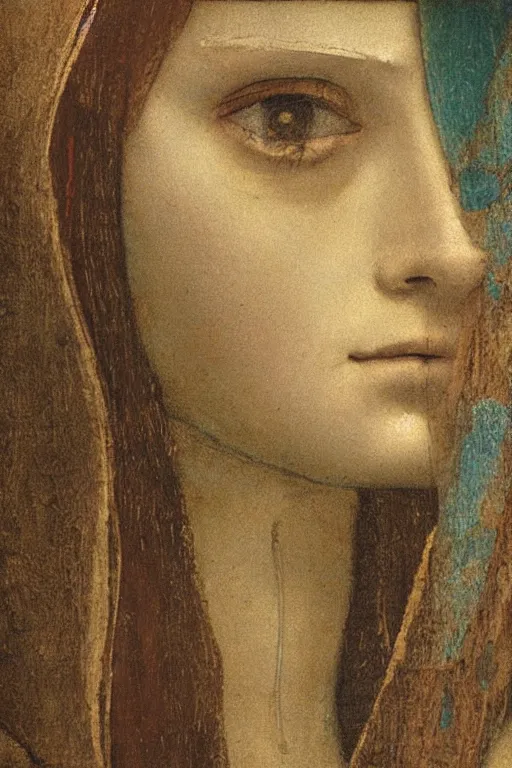 Image similar to a close - up portrait of a cyberpunk cyborg girl, by leonardo davinci, rule of thirds