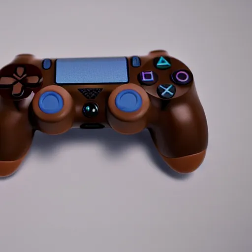 Image similar to a ps 4 controller made out of chocolate, realistic, hd,