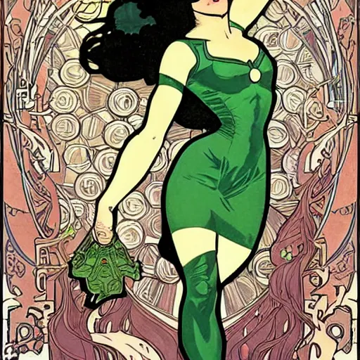 Image similar to art nouveau she hulk by mucha