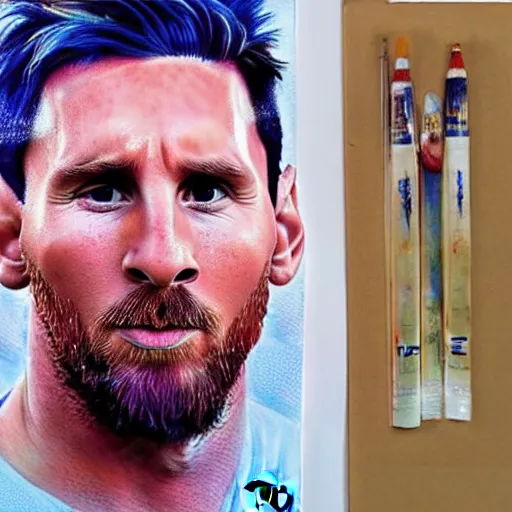 Image similar to messi, realistic painting, 3 d, very detailed, ultra realistic, cinematic