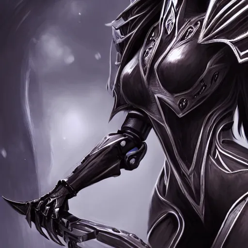 Image similar to highly detailed exquisite fanart, of a beautiful female warframe, but as an anthropomorphic robot dragon, matte black metal armor with white accents, engraved, elegant pose, close-up shot, epic cinematic shot, sharp claws for hands, professional digital art, high end digital art, singular, realistic, captura, DeviantArt, artstation, Furaffinity, 8k HD render