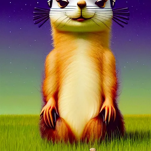 Image similar to cute extra fluffy prairie dog :: by Martine Johanna and Simon Stålenhag and Chie Yoshii and Casey Weldon and Guillermo del toro :: ornate, dynamic, particulate, rich colors, intricate, elegant, highly detailed, centered, artstation, smooth, sharp focus, octane render, 3d