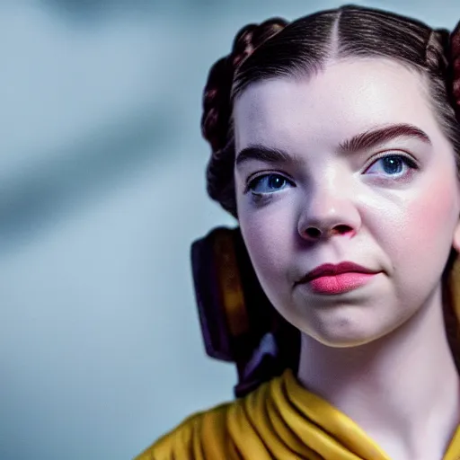 Image similar to Anya Taylor-Joy as Princess Leia, XF IQ4, 150MP, 50mm, F1.4, ISO 200, 1/160s, natural light, Adobe Lightroom, photolab, Affinity Photo, PhotoDirector 365