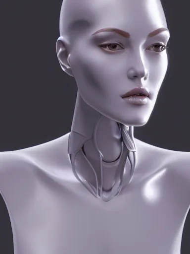 Image similar to a gorgeous concept art drawing of a female cybernetic mannequin, soft lighting, realistic, smooth face, 8 k high definition, insanely detailed, intricate, elegant, trending on artstation, vaporwave synthwave 1 9 8 0 s sci - fi art style. influenced by chris fodd and chris moore and vincent di fate