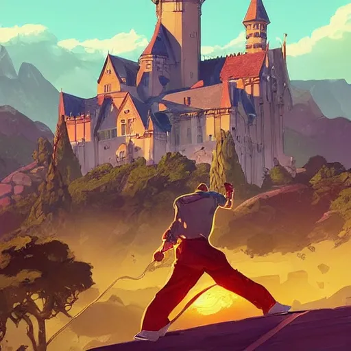 Image similar to castle on an asteroid art gta 5 cover, official fanart behance hd artstation by jesper ejsing, by rhads, makoto shinkai and lois van baarle, ilya kuvshinov, ossdraws