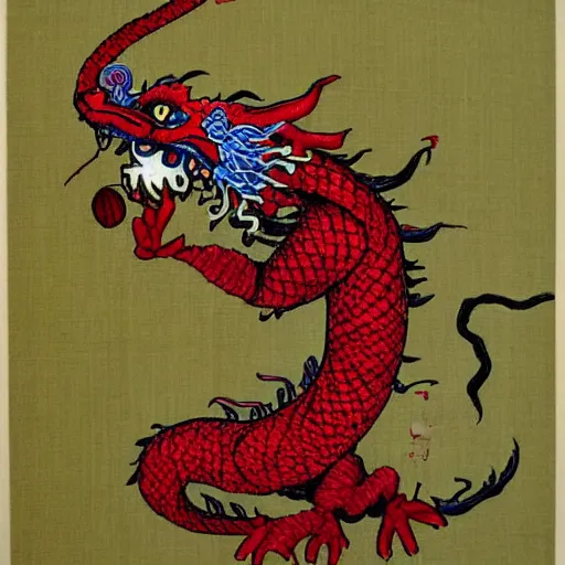 Image similar to Chinese dragon with a ball of yarn