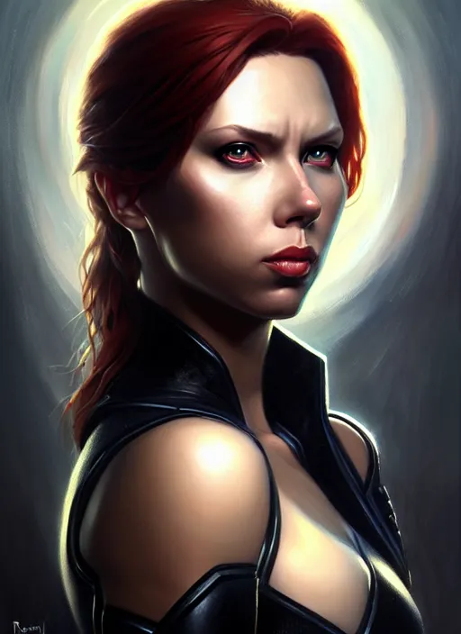 Prompt: a _ fantasy _ style _ portrait _ painting _ of black widow, oil _ painting _ unreal _ 5 _ daz. _ rpg _ portrait _ extremely _ detailed _ artgerm _ greg _ rutkowski _ greg