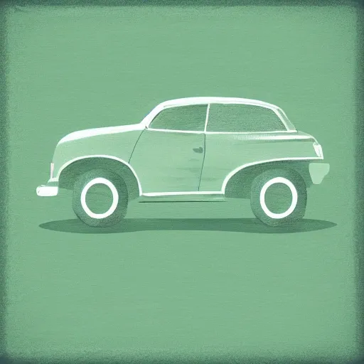 Image similar to a car, sea green palette, sketch, graphical, flat