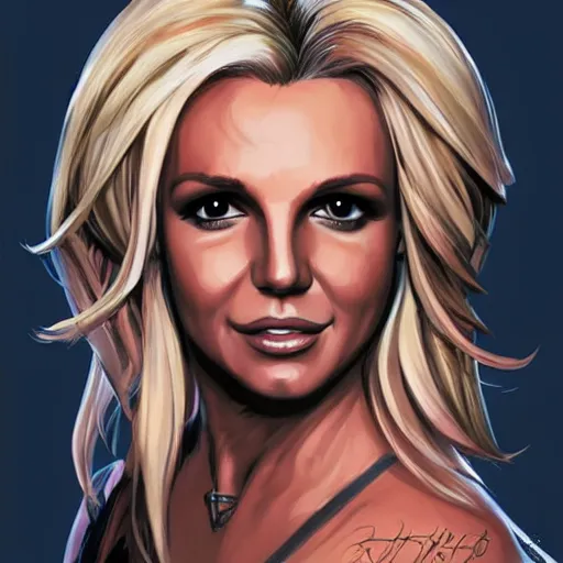 Image similar to Britney Spears, highly detailed, portait, character art by Fiona Staples.