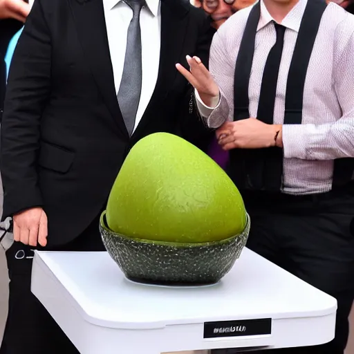 Image similar to elon musk as an avocado chair