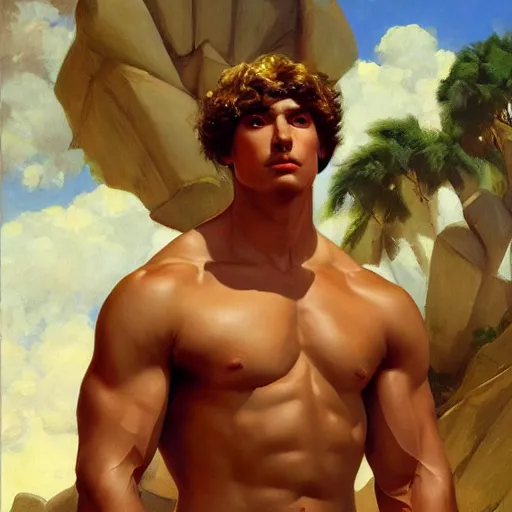 Prompt: the ultimate Peruvian gigachad, shirtless muscular man, oil on canvas artstation by J. C. Leyendecker and Edmund Blair Leighton and Charlie Bowater octane render