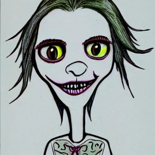 Prompt: drawing by tim burton of a clown, corpse bride style