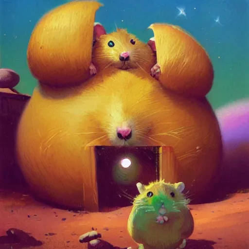 Prompt: a giant hamster by paul lehr