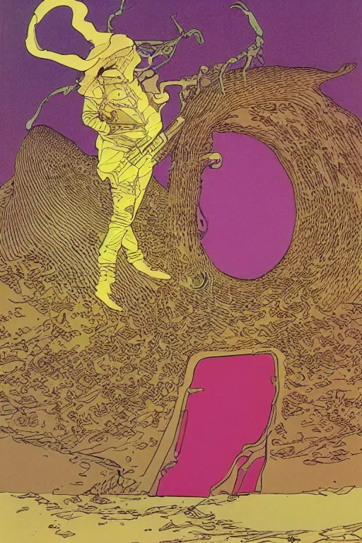 Image similar to tinnitus, by moebius