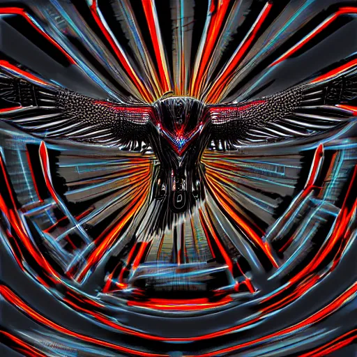 Image similar to flying hawk with cybernetic aerodynamic parts, close shot, speed, dynamic, expression, digital art