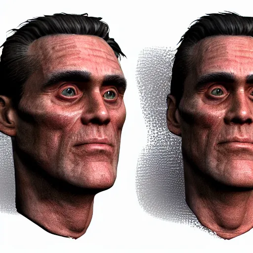 Image similar to unwrapped UV Texture map of jim carrey face, game textures, call of duty textures