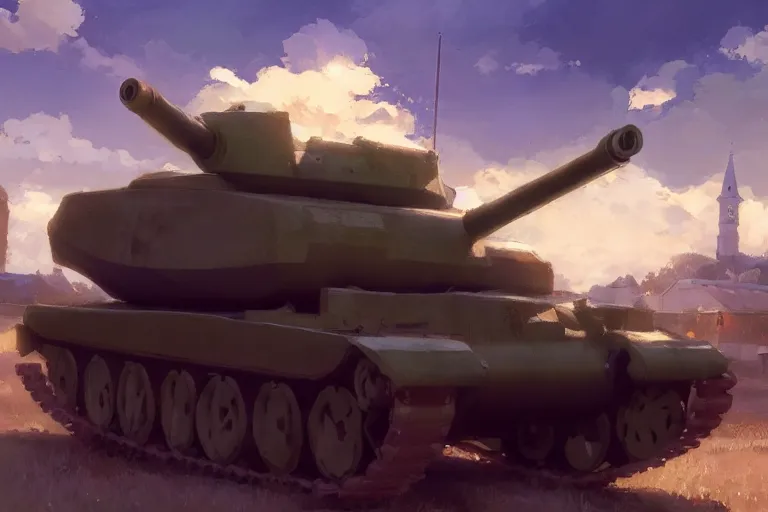 Image similar to a tank mixed with a church, scene in an open field. key visual, conceptart, ambient lighting, highly detailed, digital painting, artstation, concept art, sharp focus, by makoto shinkai and akihiko yoshida and greg manchess