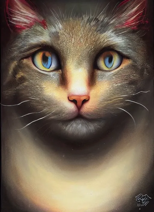 Image similar to ultra realist soft painting of a nuclear bomb explosion, a humanoid cat king with a crown, partial symmetry accurate features, very intricate details, focus, curvy, award winning, artstyle tom bagshaw