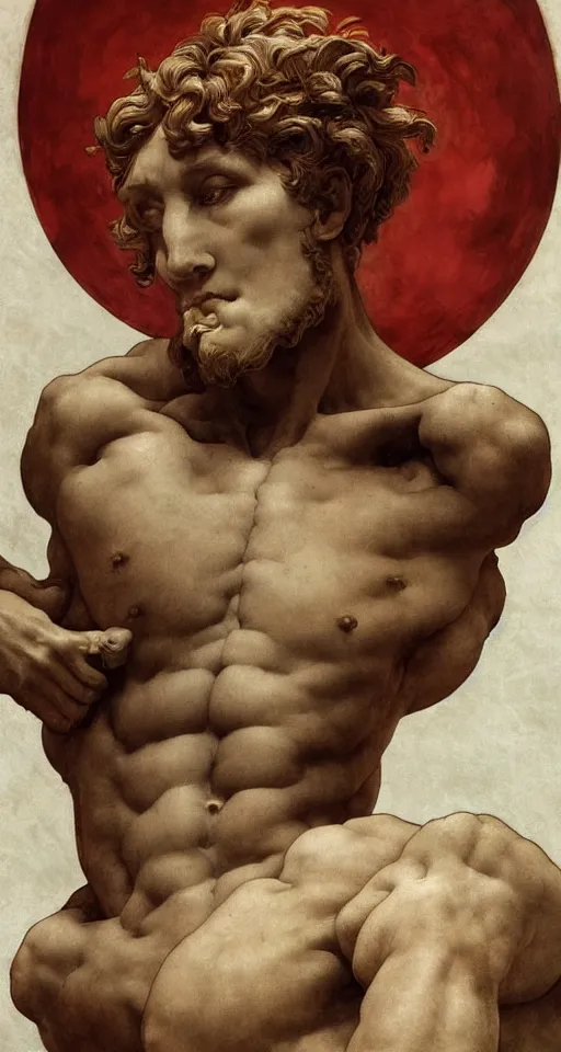 Image similar to Michelangelo\'s David, highly detailed, digital painting, artstation, concept art, smooth, sharp focus, illustration, ArtStation, art by artgerm and greg rutkowski and alphonse mucha and J. C. Leyendecker and Edmund Blair Leighton and Katsuhiro Otomo and Geof Darrow and Phil hale and Ashley wood and Ilya repin and Charlie Bowater