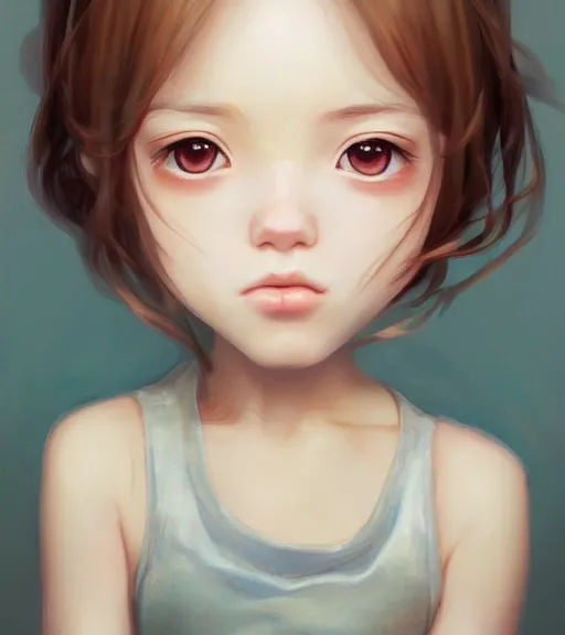 Prompt: portrait of a young cute beautiful short female with brown hair and big brown eyes artwork by WLOP, Hikari Shimoda, Studio Ghibli, Chie Yoshii, artstation