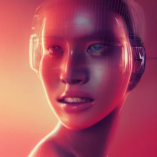 Prompt: 3 d, sci - fi, close - up, morning, smiling fashion model face, sun, cinematic, clouds, sun rays, vogue cover style, poster art, light red mood, realistic painting, intricate oil painting, high detail illustration, figurative art, multiple exposure, poster art, by tooth wu and wlop and beeple and greg rutkowski