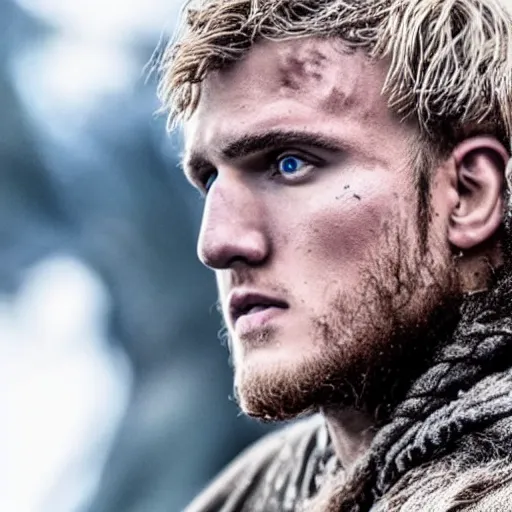 Image similar to jake paul in vikings 4 k detailed super realistic