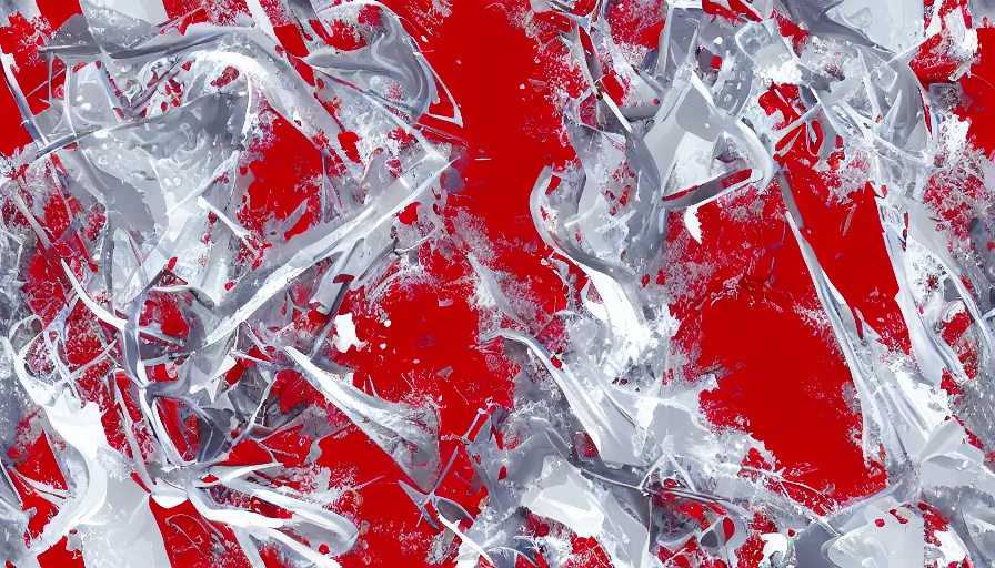 Image similar to abstract intricate 3 d fidenza red white ice style graffiti, seamless