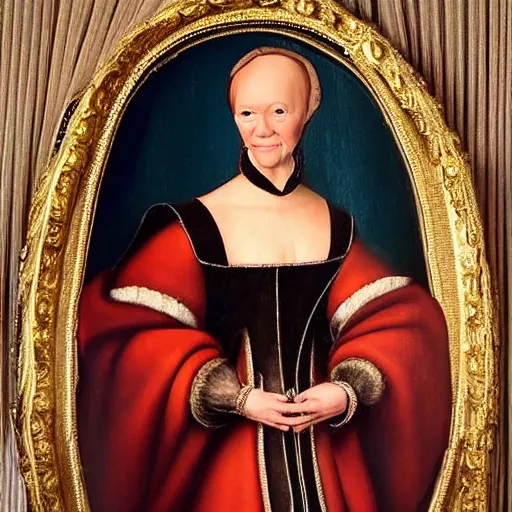 Image similar to photo realistic renaissance portrait of donald trump as a female royalty