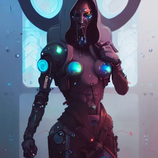Prompt: a portrait of a beautiful cybernetic assassin, cyberpunk concept art by pete mohrbacher and wlop and artgerm and josan gonzales, digital art, highly detailed, intricate, sci-fi, sharp focus, Trending on Artstation HQ, deviantart, unreal engine 5, 4K UHD image