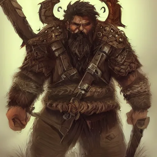 Image similar to fierce bearded dwarf, face and body clearly visible, ultradetailed, warrior, doubleaxe, scary, long hair, DnD art, epic fantasy style art, fantasy epic digital art, epic fantasy art, hearthstone style art