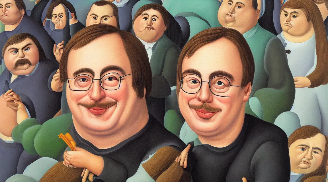 Image similar to portrait of Linus Torvalds painted by fernando botero