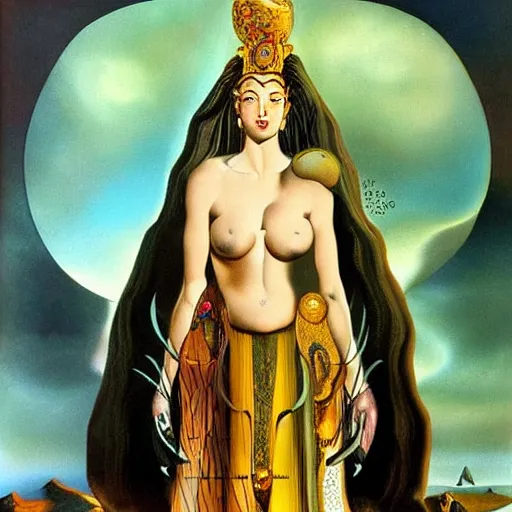 Image similar to a goddess mystic female warrior leader by salvador dali digital artwork business leader