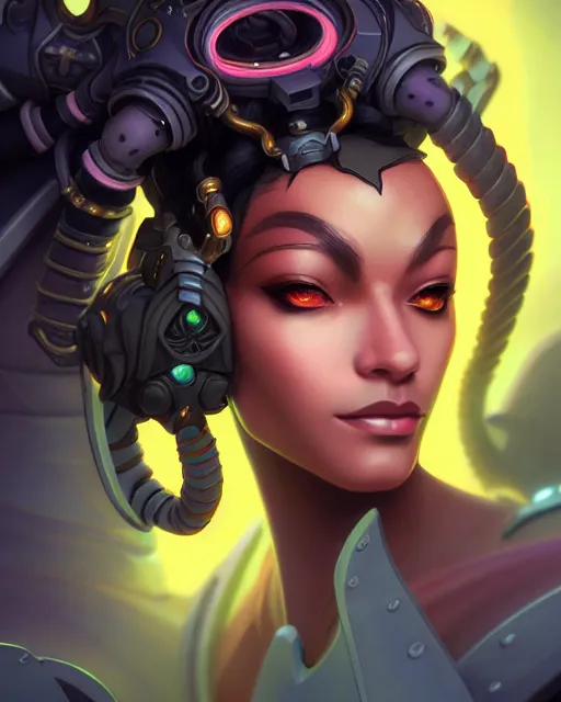Image similar to sojourn from overwatch, bust, dreadlocks, gray hair, cyborg eyes, fantasy, fantasy art, fantasy, colorful, elegant, character portrait, portrait, close up, highly detailed, intricate detail, amazing detail, sharp focus, vintage fantasy art, vintage sci - fi art, radiant light, caustics, by boris vallejo