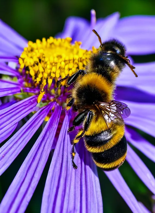 Image similar to a macro photo of a bee on a flower