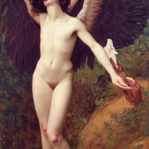 Image similar to a portrait of The Fallen Angel in the style Alexandre Cabanel