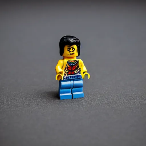 Prompt: macro photograph of a lego minifig of elvis presley