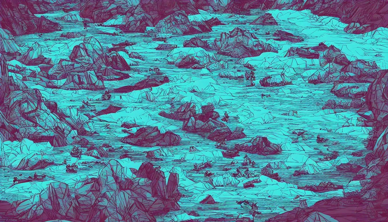 Image similar to river rafting by Kilian Eng, minimalist, detailed