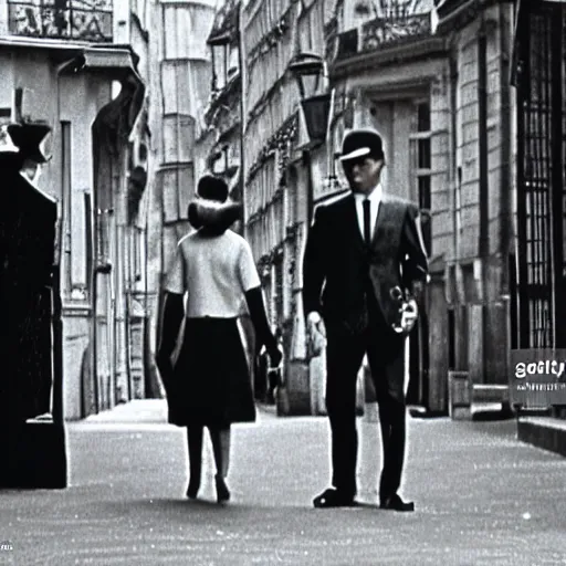 Image similar to movie still from 1 9 6 3 movie about a detective in paris