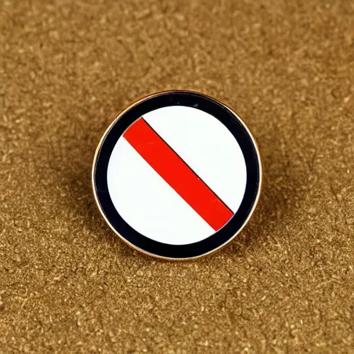 Image similar to a photo of a retro 7 0 s minimalistic clean fire warning enamel pin, studio lighting, behance