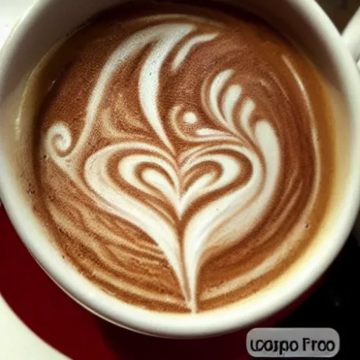 Image similar to mucha mocha latte barrista creamer art drawing on the top of the cappucinno froth