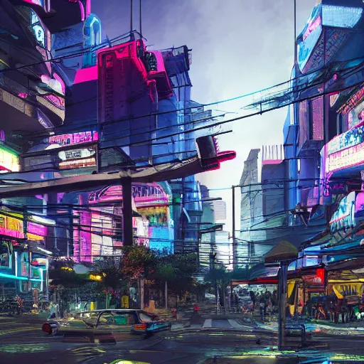 Image similar to a cyberpunk city in south america city