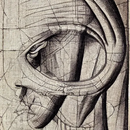 Image similar to devil by leonardo davinci and mc escher